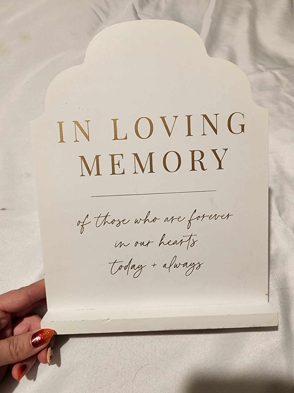 White and Gold "In Loving Memory" Decorative Sign - Home Accents